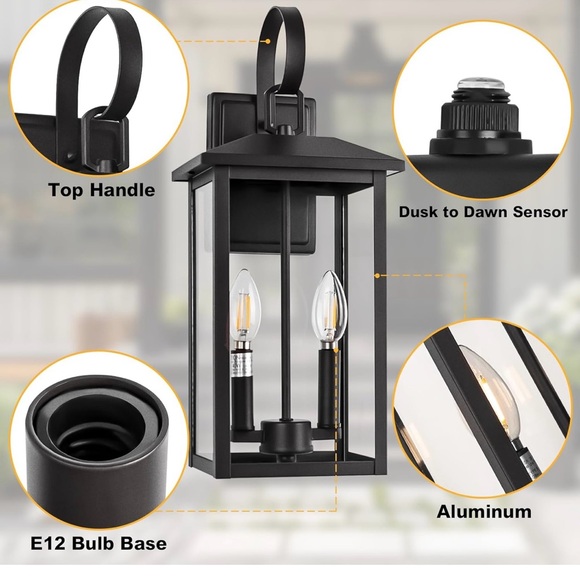 Large Outdoor Light Fixtures Black - Picture 4 of 8